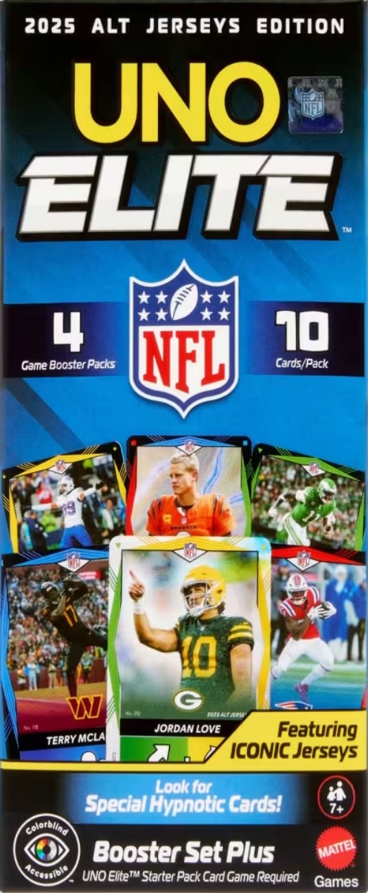 Uno Elite NFL 2025 Alt Jerseys Edition Booster Set Plus